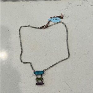 Elegant Silver Necklace with Multicolor Stones